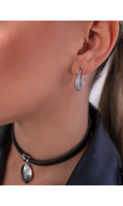 JESIE SILVER STRASS HOOP EARRINGS