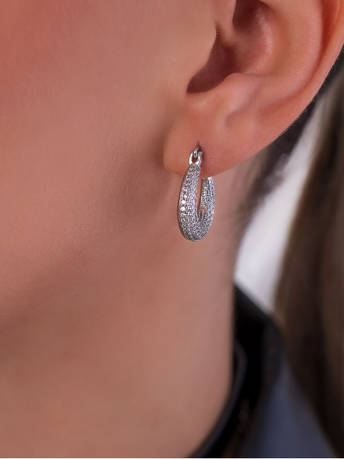 JESIE SILVER STRASS HOOP EARRINGS