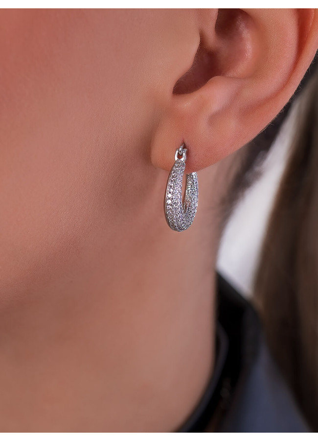 JESIE SILVER STRASS HOOP EARRINGS