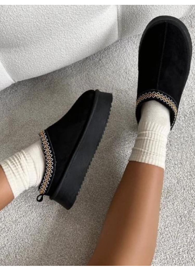 AQUILO BLACK FUR SLIPPERS