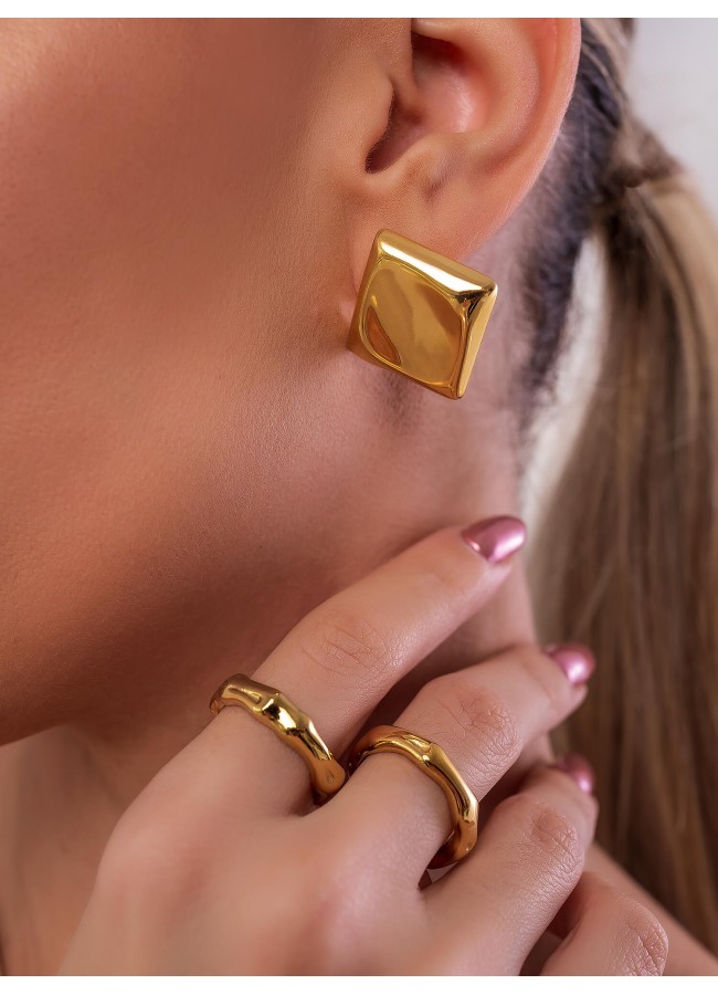 GOLD EARRINGS SQUARED XL