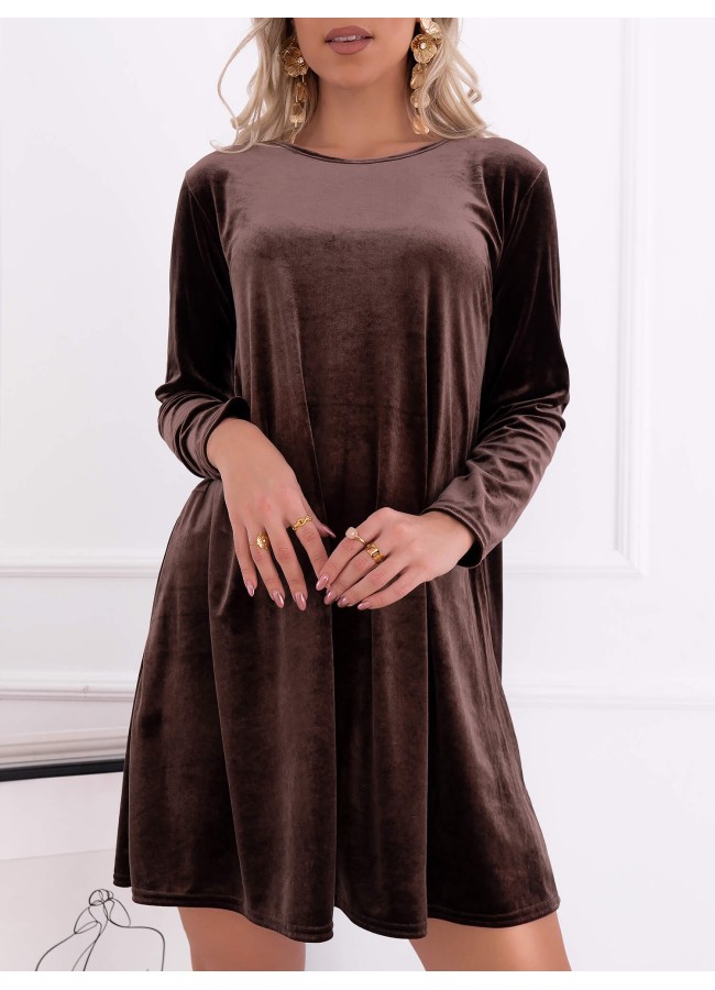 DALINA BROWN VELVET DRESS