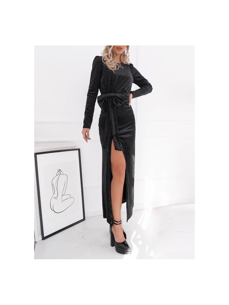 BLACK VELOUR MAXI DRESS - KARLOTA
