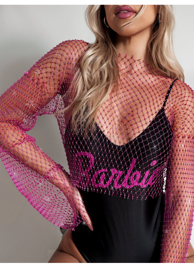 GAIA FUCHSIA NET STRASS BLOUSE