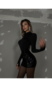 BLACK SEQUIN MINI SKIRT