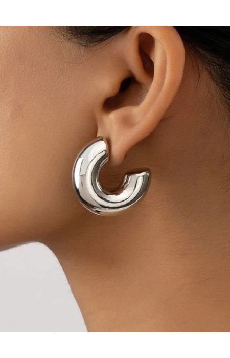 RUSSEL SILVER HOOP EARRINGS