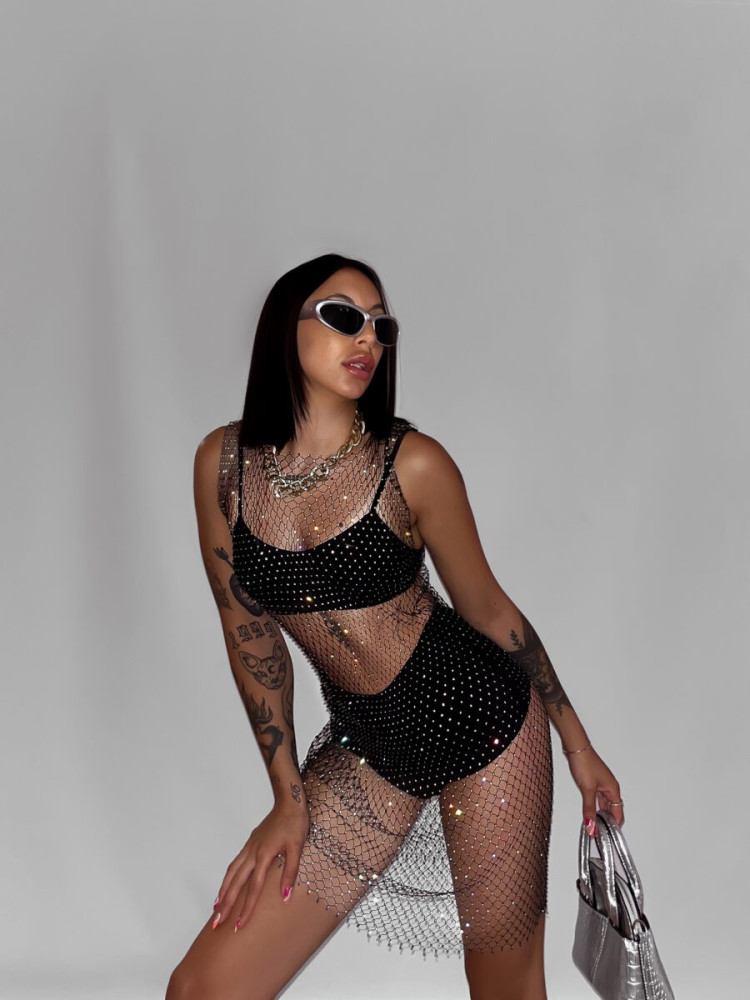 DAKOTA STRASS NET DIAMOND DRESS