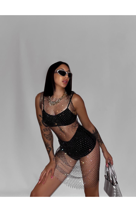 DAKOTA STRASS NET DIAMOND DRESS