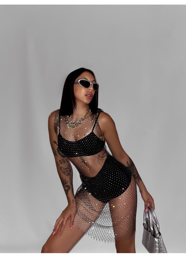 DAKOTA STRASS NET DIAMOND DRESS