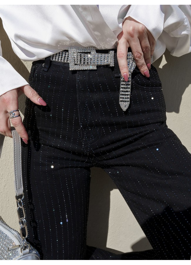 BLACK JEANS WITH STRASS -...