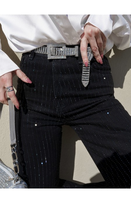 BLACK JEANS WITH STRASS - MISTERY