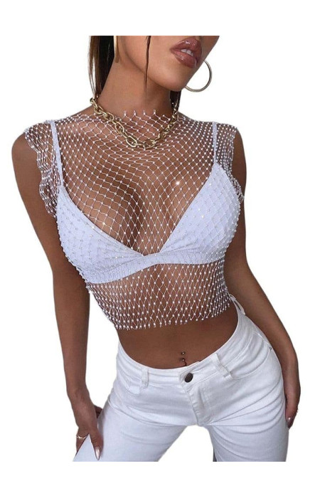 WHITE STRASSY TANK TOP