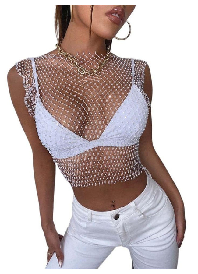 WHITE STRASSY TANK TOP