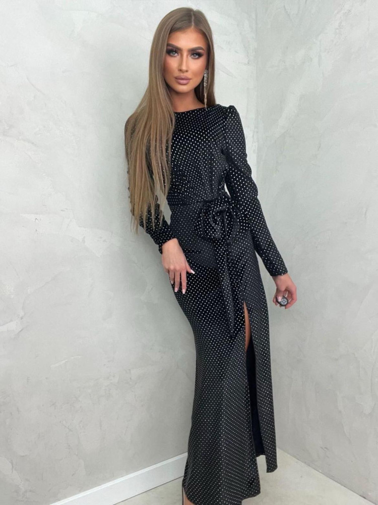 BLACK VELOUR MAXI DRESS - KARLOTA