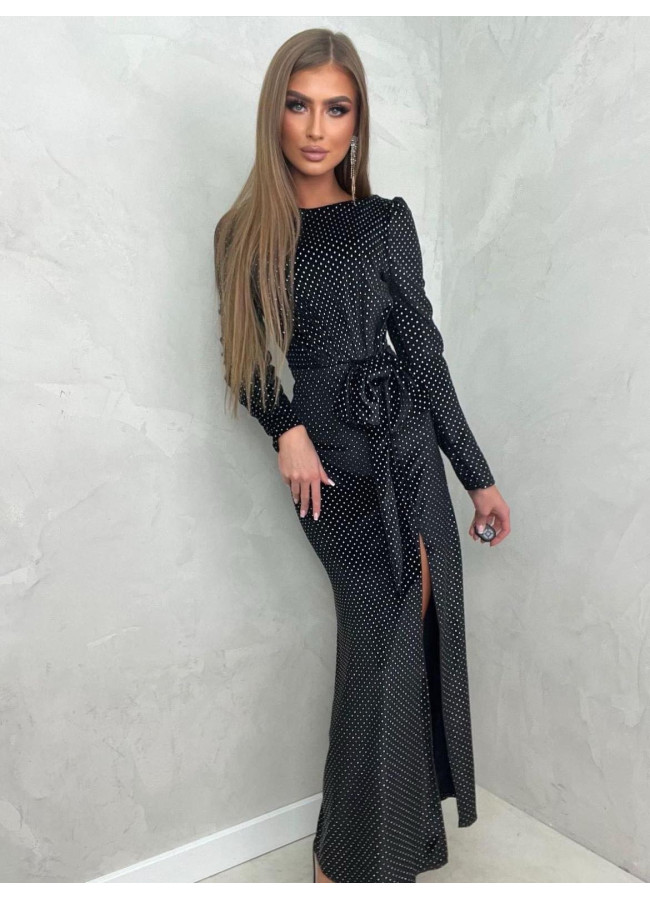 BLACK VELOUR MAXI DRESS - KARLOTA