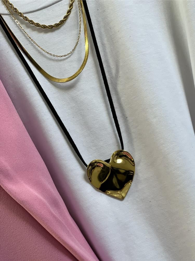 GOLD HEART CORD NECKLACE - MY HEART