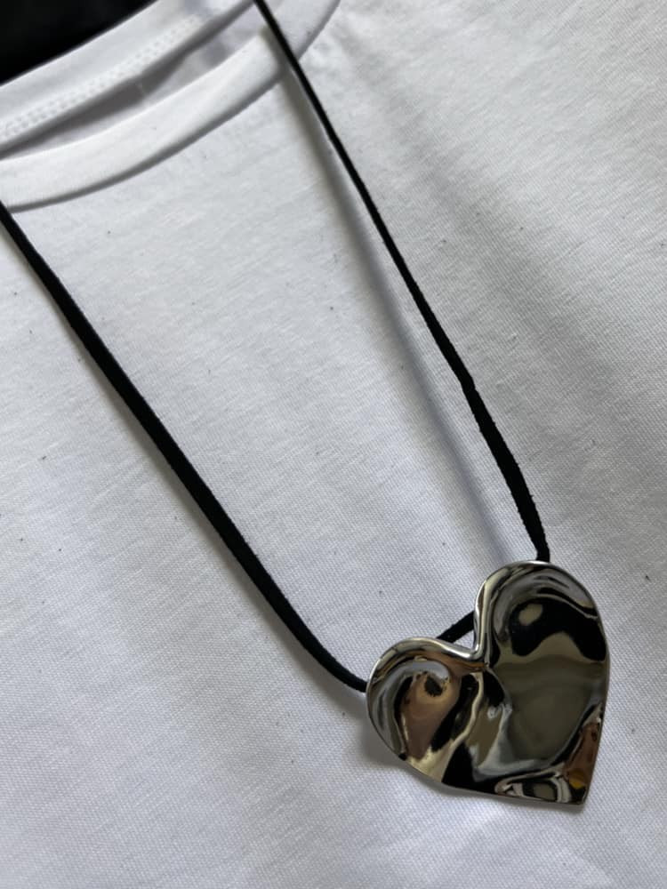 SILVER HEART CORD NECKLACE - MY HEART