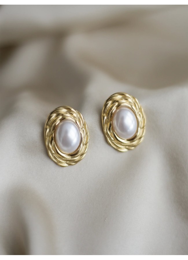 GOLD EARRINGS WITH PEARL -...