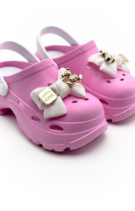PINK CLOGS - BOW