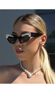 ANNAKEY MARILYN BLACK STRASS SUNGLASSES