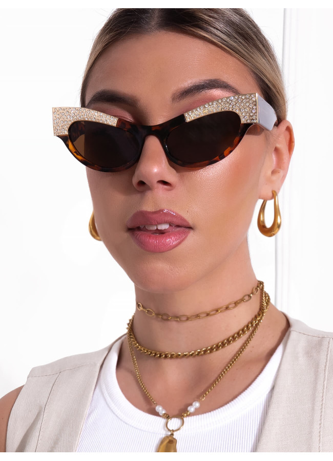 ANNAKEY MARILYN LEOPAR STRASS SUNGLASSES