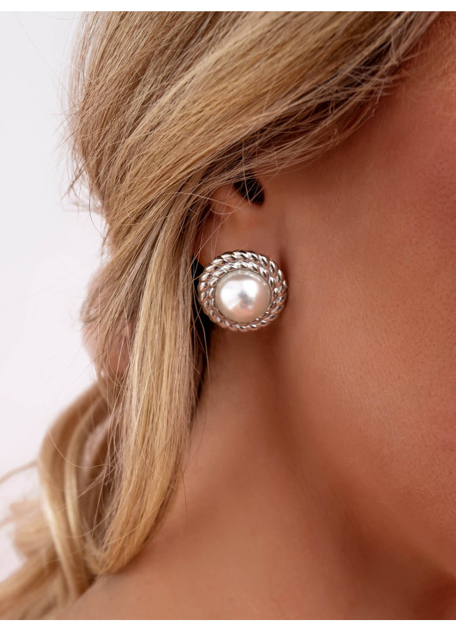 ANDREANA SILVER PEARL EARRINGS