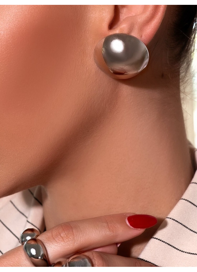 SILVER EARRINGS -BUTTONS