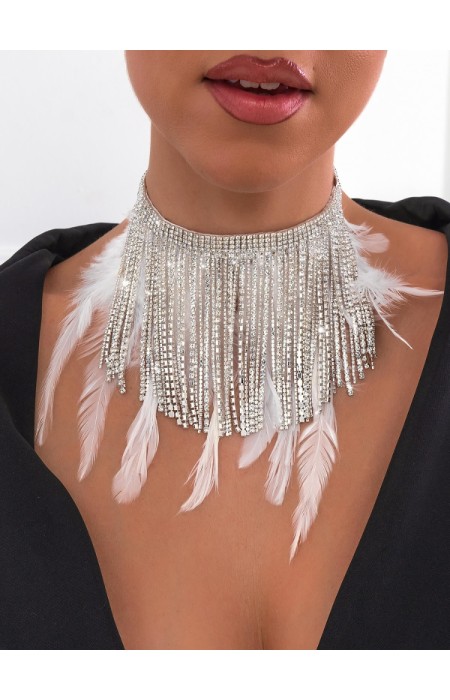 SILVER NECKLACE WITH FEATHERS - ISIDORA