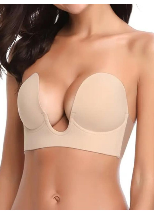 BEIGE SILICON BRA  - V BRA