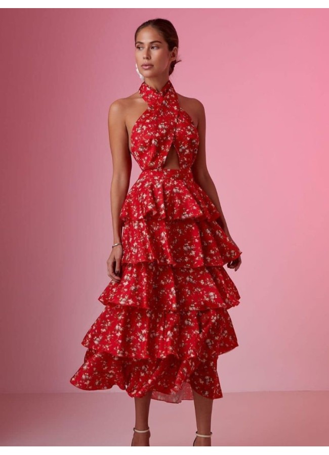 RED FLORAL DRESS - PORTUGAL