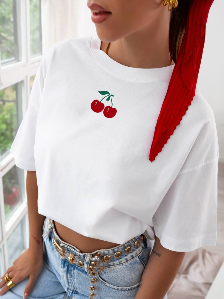 TSHIRT WHITE WITH CHERRY - SERENE