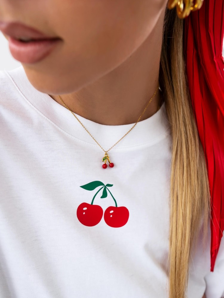 TSHIRT WHITE WITH CHERRY - SERENE
