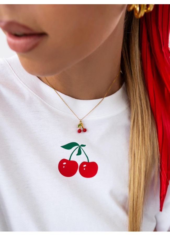 TSHIRT WHITE WITH CHERRY - SERENE