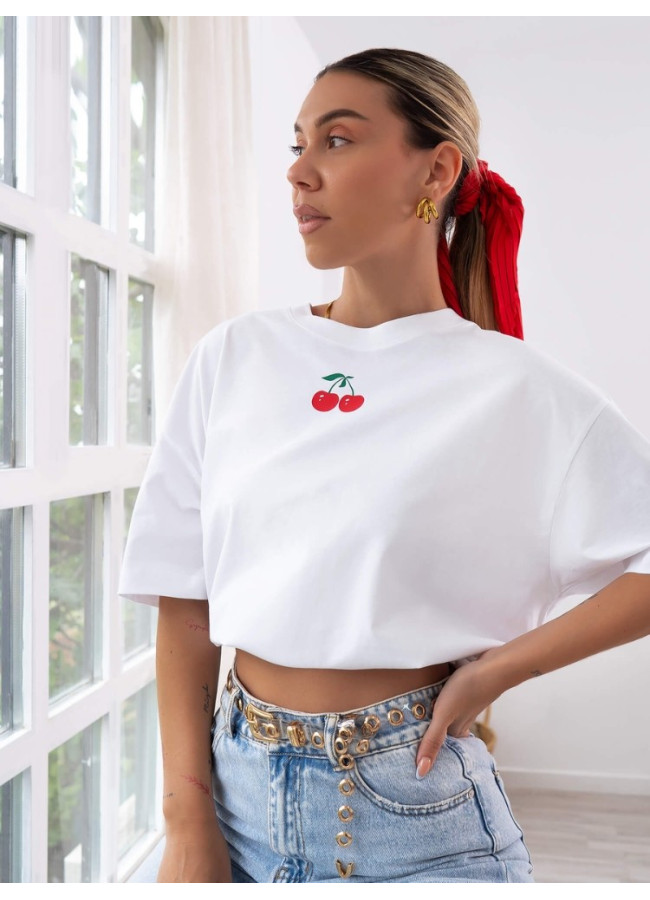TSHIRT WHITE WITH CHERRY - SERENE