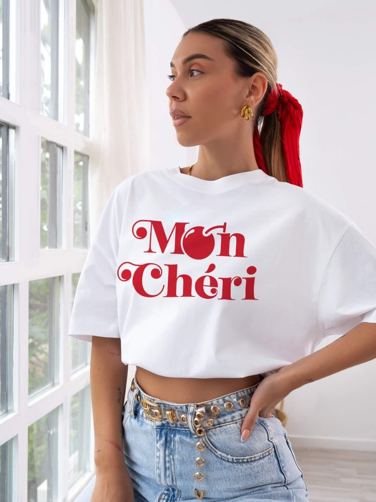 WHITE T-SHIRT WITH CHERRY - MON SERI