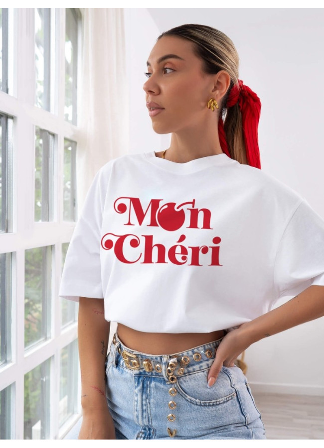 WHITE T-SHIRT WITH CHERRY - MON SERI