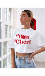 ΛΕΥΚΟ T-SHIRT ME ΚΕΡΑΣΙΑ - MON SERI