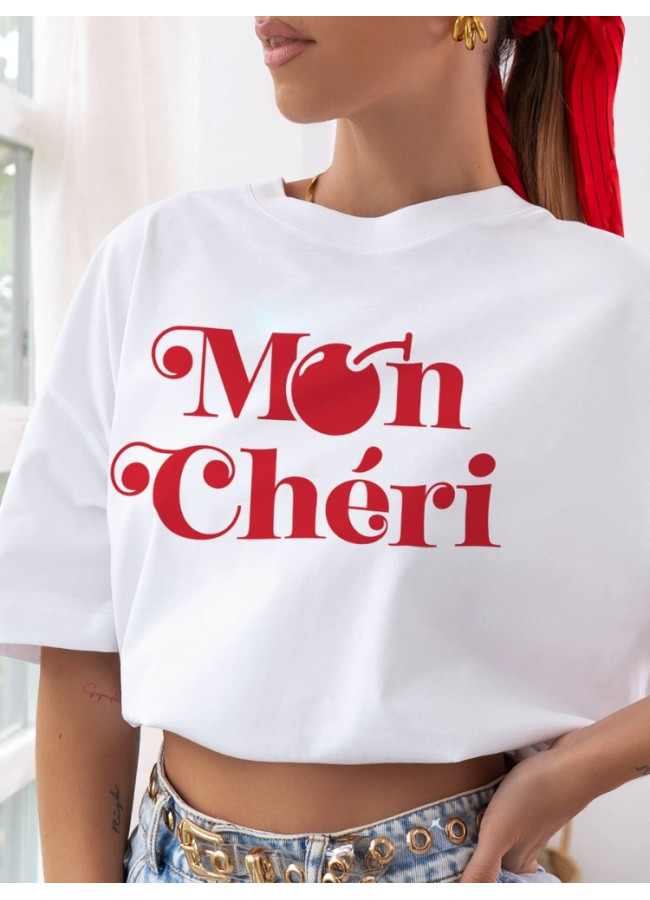 WHITE T-SHIRT WITH CHERRY - MON SERI