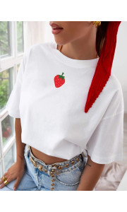 TSHIRT ΛΕΥΚΟ ME ΦΡΑΟΥΛΑ - STRAWDREAM