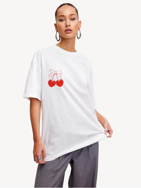 TSHIRT ΛΕΥΚΟ ME ΚΕΡΑΣΙ - BOW CHERRY