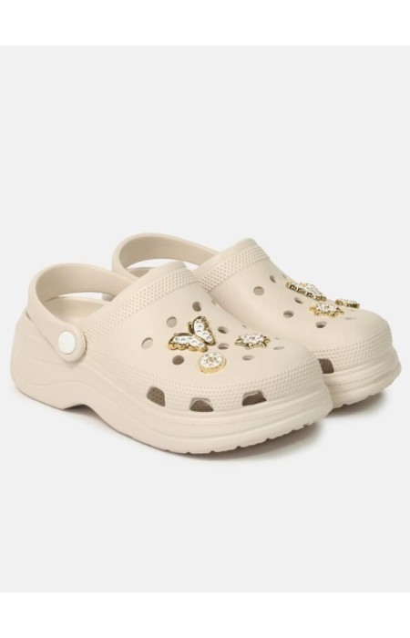 CREAM CLOGS - BUTTERFLY