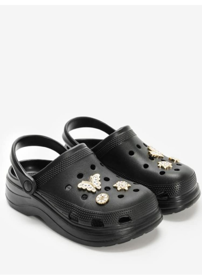 BLACK CLOGS - BUTTERFLY
