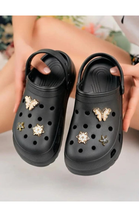 BLACK CLOGS - BUTTERFLY