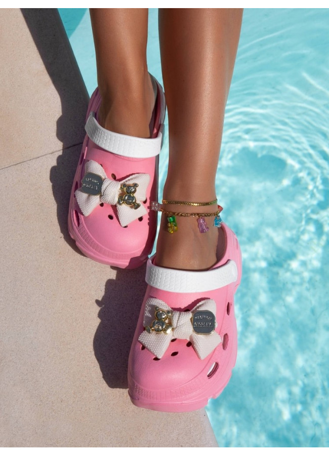 LIGHT PINK CLOGS - BOW