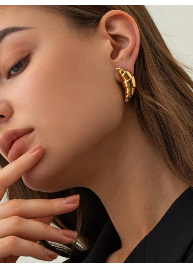 GOLD EARRINGS - CROISSANT