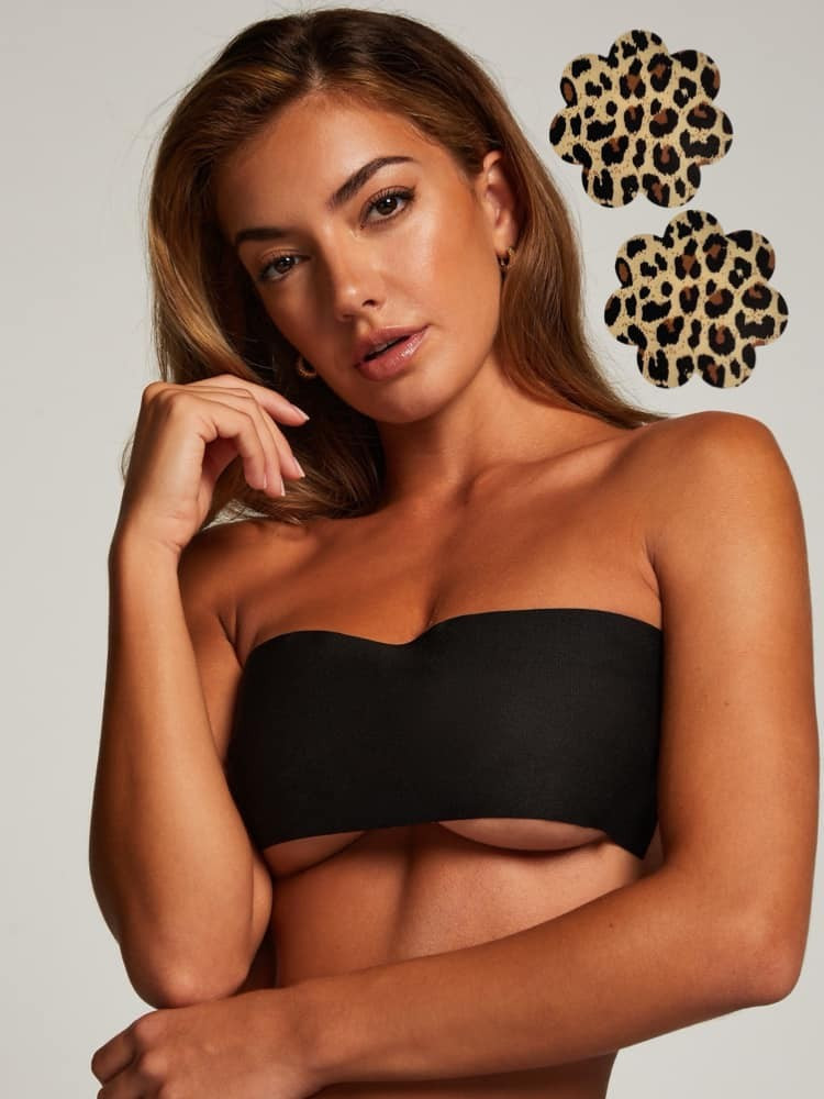 BLACK BOOB TAPE + NIPPLE COVER STICKERS SET