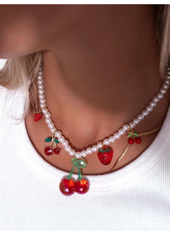 NECKLACE WITH PEARLS AND FRUITS - FRUITOPIA
