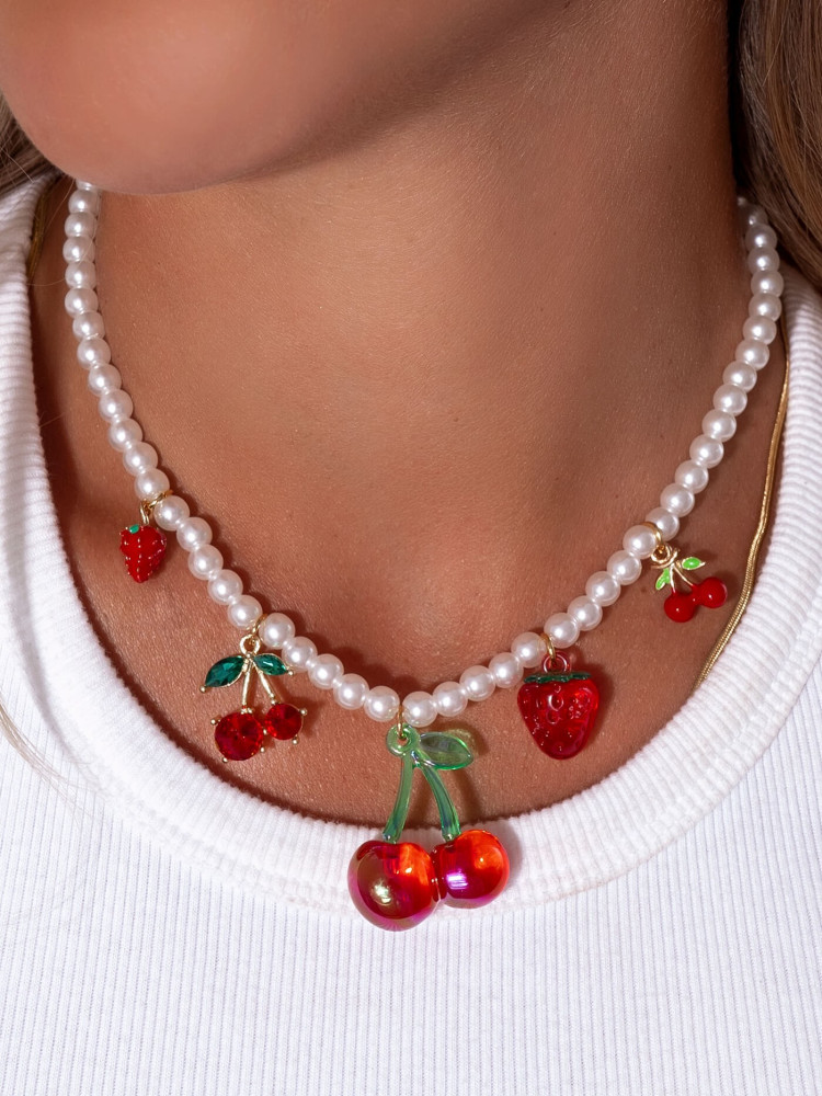 NECKLACE WITH PEARLS AND FRUITS - FRUITOPIA