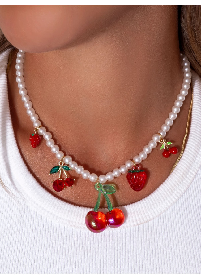NECKLACE WITH PEARLS AND FRUITS - FRUITOPIA