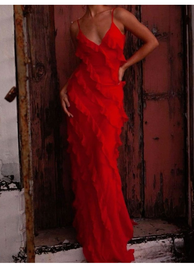 RED MAXI DRESS - ROXANA
